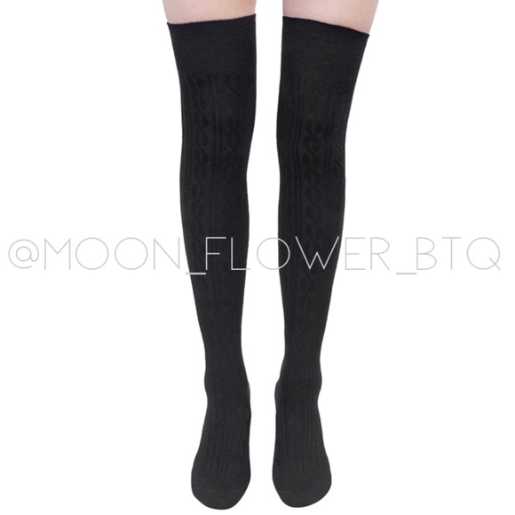 MoonFlowerBtq Accessories - Black Over the Knee Thigh High Socks